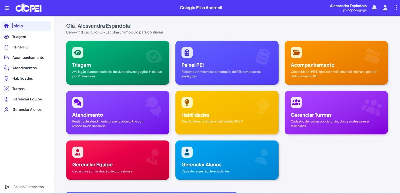 Dashboard ClicPei Escolas